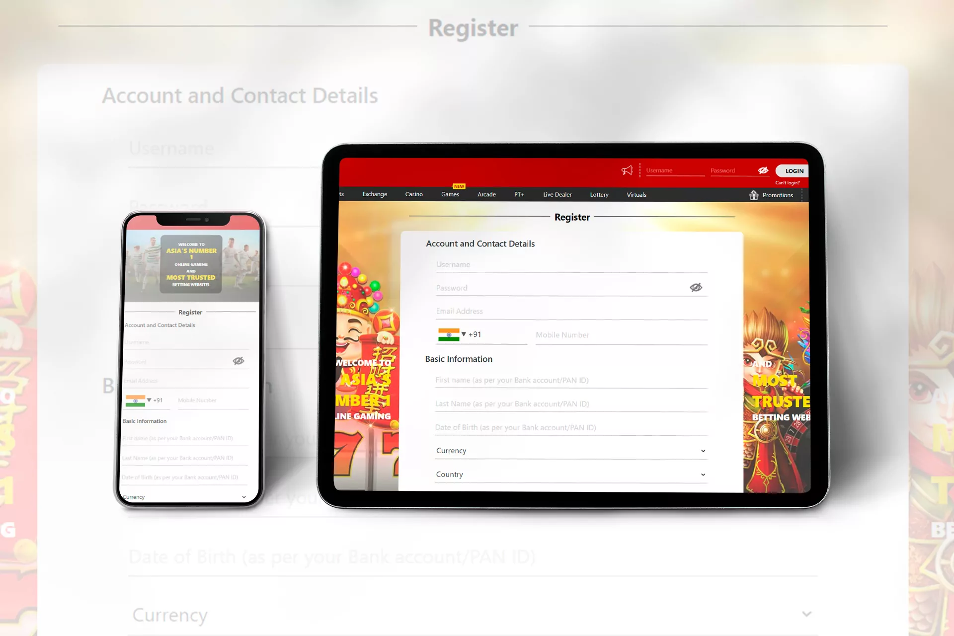 You can easily register in Dafabet via your mobile phone or tablet.